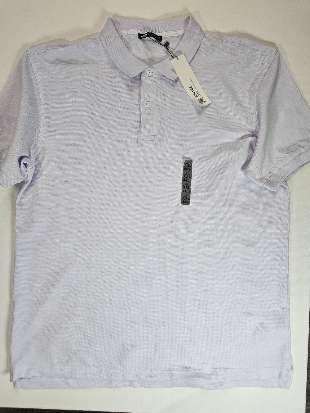 NWT Zara Polo Shirt Mens Size XXL Light Purple Preppy Business Casual Streetwear